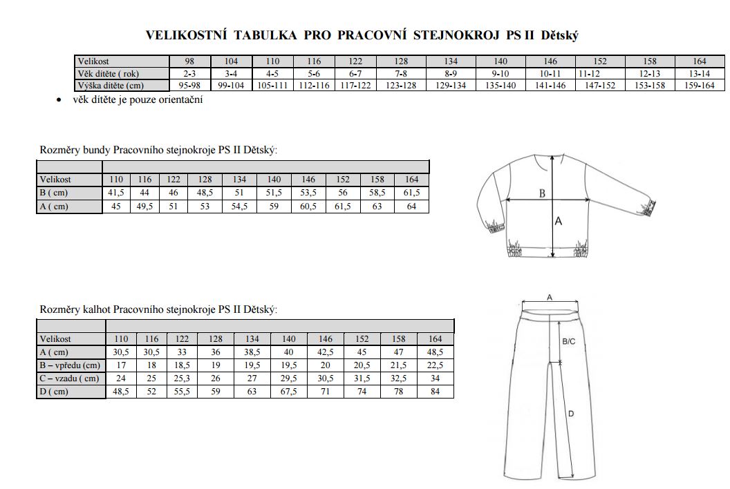Pracovní stejnokroj JUNIOR PS II - komplet - 100 % bavlna, úprava TEFLON-vel. 140 - 164cm